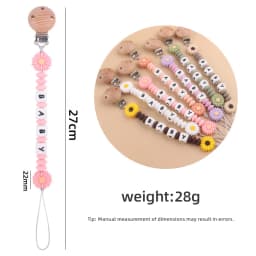 Baby Pacifiers Clips Personalized Name Flower Silicone Dummy Nipple Holder Clip Chain Teething Toy Pacifier Accessories BPA Free