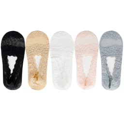 5 Pairs Socks Women's Lace Invisible Short No-Show Ankle Foot Summer Cotton Transparent White Low Cut Boat Sock