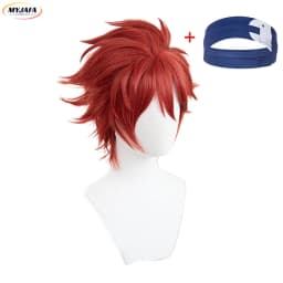 SK8 The Infinity Reki Kyan Cosplay Wig Headband Hairband SK8 Cosplay Red Short With Bangs Heat Resistant Synthetic Wigs + WigCap