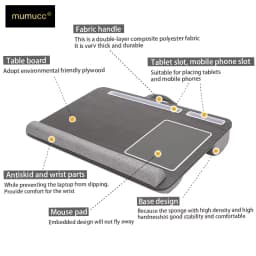 Multi Purpose Laptop Desk Leg Table Design of Double Groove Anti Slip Bar Embedded Mouse Pad Use with Sofa Bedroom Portable