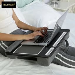 Multi Purpose Laptop Desk Leg Table Design of Double Groove Anti Slip Bar Embedded Mouse Pad Use with Sofa Bedroom Portable