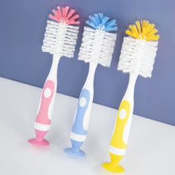 2 in 1 Mother-child Nylon Baby Bottle Cup Cleaning Brush Suction Stand Type Feeding Clean Tool Set