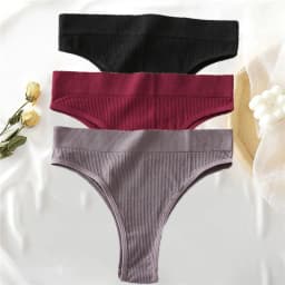 3PCS/Set Women's Cotton Panties Seamless High Waisted Thongs Comfortable Sexy Female Underpants Panties Briefs Intimates S-XL