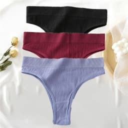 3PCS/Set Women's Cotton Panties Seamless High Waisted Thongs Comfortable Sexy Female Underpants Panties Briefs Intimates S-XL