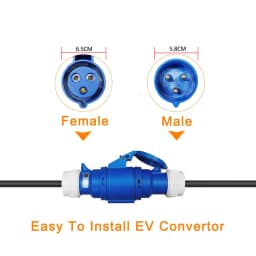 32A Blue CEE Socket to 16A EU Schuko Plug Adapter 7KW to 3.5KW Electric Vehicle Charging Adapter For EV Charger Portable