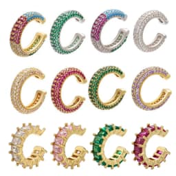 1 Piece Ear Clip on Earring Cuff Rainbow CZ Gold Silver Color Earing Jewelry Aretes Non Pierced Blue Black Clear Clipping