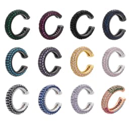 1 Piece Ear Clip on Earring Cuff Rainbow CZ Gold Silver Color Earing Jewelry Aretes Non Pierced Blue Black Clear Clipping