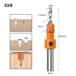 8mm Shank HSS Woodworking Countersink Router Bit Screw Extractor Remon Demolition for Wood Milling Cutter Woodworking Tools
