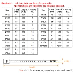 Plastic Nylon Cable Tie 100 PCS Black 5X300 Cable Tie Fixing Ring 3X200 Cable Tie Zipper with 5X200 Self-Locking Nylon Cable Tie