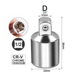 Ratchet Wrench Socket Converter Sleeve Head Adapter 1/2" Big Fly to 3/8" Fly to 1/4" Stainless Steel to 1/4" to 1/2" to 3/8"