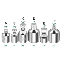 Ratchet Wrench Socket Converter Sleeve Head Adapter 1/2" Big Fly to 3/8" Fly to 1/4" Stainless Steel to 1/4" to 1/2" to 3/8"