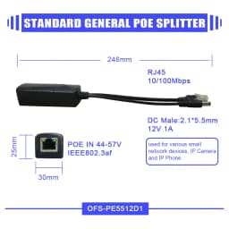 POE Splitter Gigabit For Switch Ports CCTV IP Cameras 48V to 12V 2.5A 30W 15W Gibabit 1000mbps RJ45 To DC Supply Power Splitter