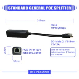 POE Splitter Gigabit For Switch Ports CCTV IP Cameras 48V to 12V 2.5A 30W 15W Gibabit 1000mbps RJ45 To DC Supply Power Splitter