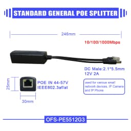 POE Splitter Gigabit For Switch Ports CCTV IP Cameras 48V to 12V 2.5A 30W 15W Gibabit 1000mbps RJ45 To DC Supply Power Splitter