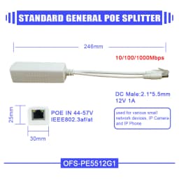 POE Splitter Gigabit For Switch Ports CCTV IP Cameras 48V to 12V 2.5A 30W 15W Gibabit 1000mbps RJ45 To DC Supply Power Splitter