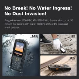 AGM M6 Rugged Phone Loud 103dB Speaker 2.4" Screen 4G Dual SIM 2500mAh Battery BT5.1 FM Radio IP68/IP69K Senior Feature Phone
