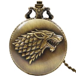 Personalized Creative l Wolf Head Three-Dimensional Carved Pocket Watch FOB Watch for Men's Arabic Numerals Display Quartz Penda