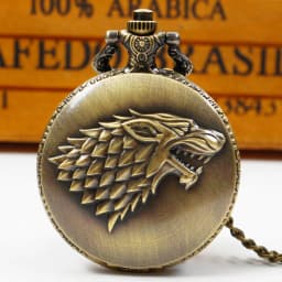 Personalized Creative l Wolf Head Three-Dimensional Carved Pocket Watch FOB Watch for Men's Arabic Numerals Display Quartz Penda
