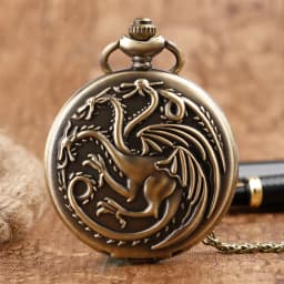 Three-headed Dragon Quartz pocket Watch Vintage Bronze Fire Monster necklace Vintage antique watch