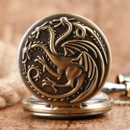 Three-headed Dragon Quartz pocket Watch Vintage Bronze Fire Monster necklace Vintage antique watch