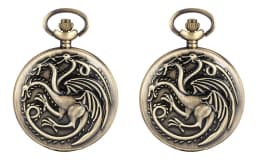 Three-headed Dragon Quartz pocket Watch Vintage Bronze Fire Monster necklace Vintage antique watch