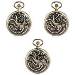 Three-headed Dragon Quartz pocket Watch Vintage Bronze Fire Monster necklace Vintage antique watch