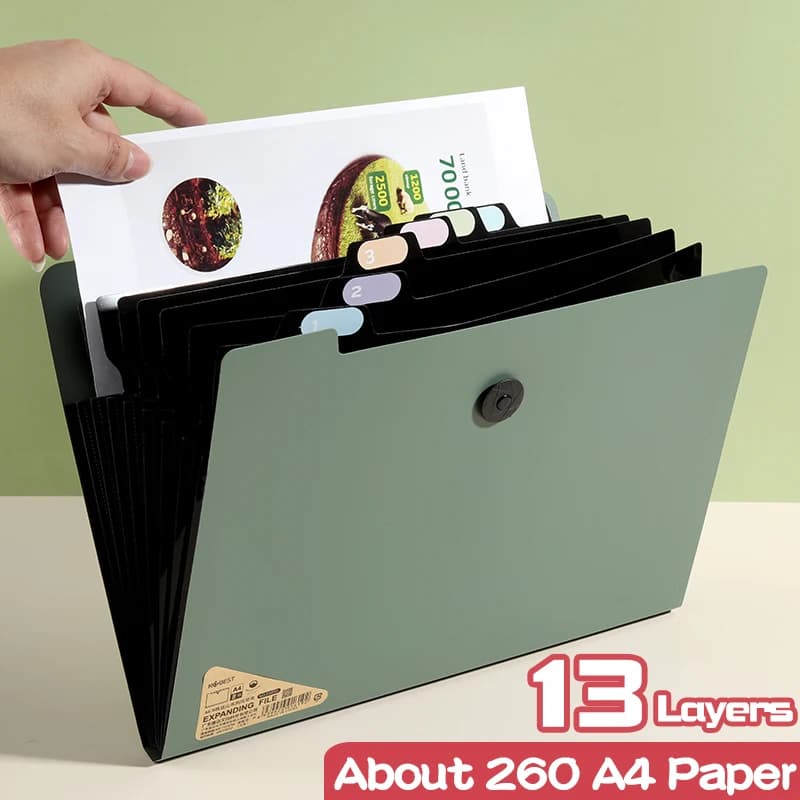 A4 File Folder Storage Bag 5/8/13 Layers Desktop Organizer for Test Papers School Stationery Office Supplies