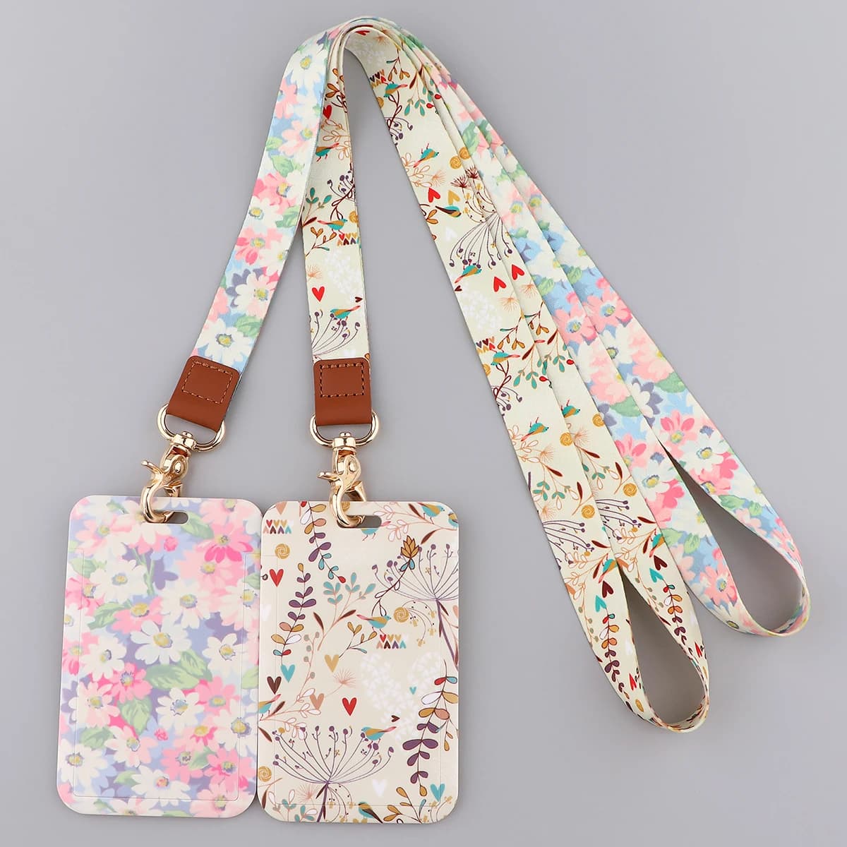 Ransitute R2806 Flowers Fashion Lanyards Id Badge Holder Bus Pass Case Cover Slip Bank Credit Card Holder Strap Cardholder
