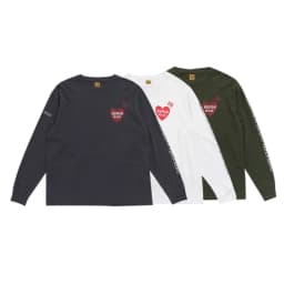 HUMAN MADE Heart Letter Print Long Sleeve T Shirt Crewneck 100% Cotton Unisex