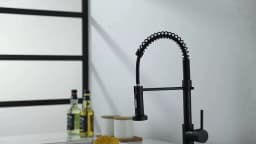 Deck Mounted Flexible Kitchen Faucets Pull Out Mixer Tap Black Hot Cold Kitchen Faucet Spring Style with Spray Mixers Taps E9009