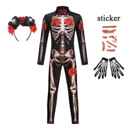 Girls Halloween Cosplay Skeleton Jumpsuit Costume Ghost Bride Gothic Bodysuit Party Kids Vestidos Clothes