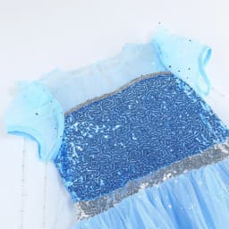 Kids Girls Ice Snow Princess Fancy Sequin Costume Dress Cape Full Accessory for Halloween Birthday Cosplay Theme Party Outfit