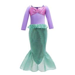 Girls Little Mermaid Costume Kids Birthday Halloween Princess Girl Dress Children Summer Ariel Party Clothes for Carnival 3-10T