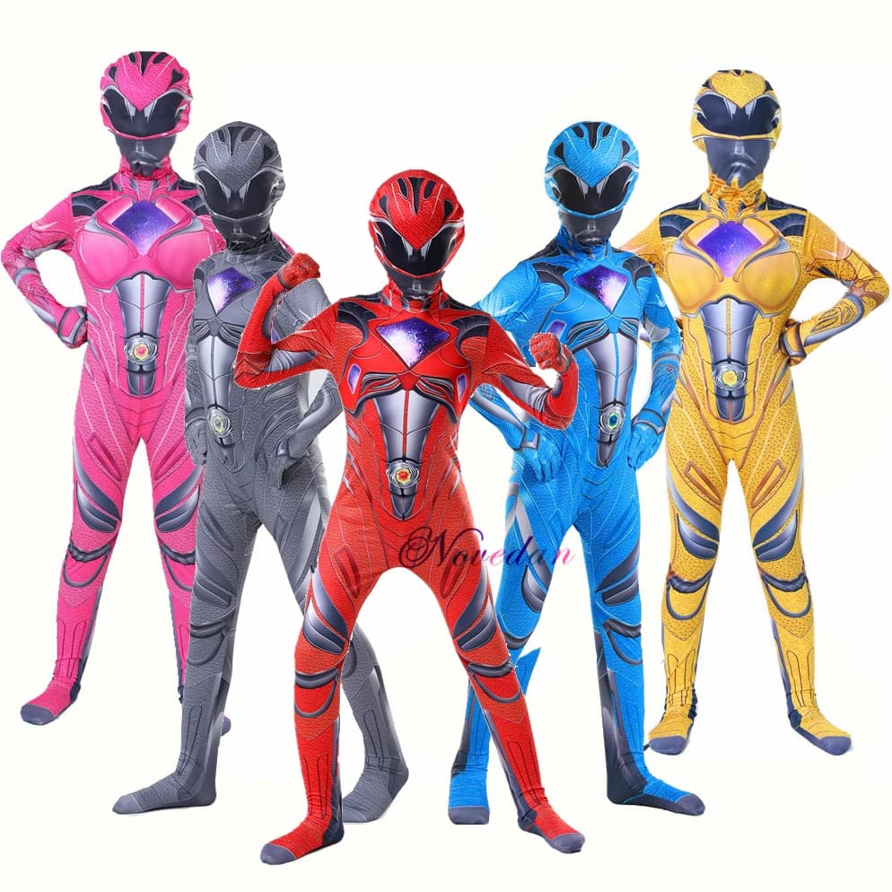 Rangers Costume Boys Power Mecha Five Beast Cosplay Anime Child Halloween Costumes For Kids Mask Carnival Party Jumpsuits