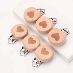 1Pcs Cute Modelling Beech Wood Pacifier Clip Baby DIY Cartoon Animal Wooden Log Pacifier Clips Nipple Chain Holder BPA Free