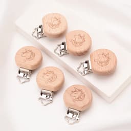 1Pcs Cute Modelling Beech Wood Pacifier Clip Baby DIY Cartoon Animal Wooden Log Pacifier Clips Nipple Chain Holder BPA Free