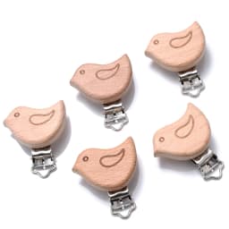 1Pcs Cute Modelling Beech Wood Pacifier Clip Baby DIY Cartoon Animal Wooden Log Pacifier Clips Nipple Chain Holder BPA Free
