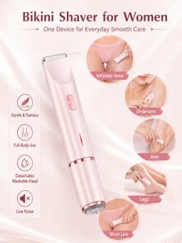 Bikini Shaver for Women Dual Head Electric Shaver Rechargeable Body Trimmer for Underarms Legs Face and Bikini Line