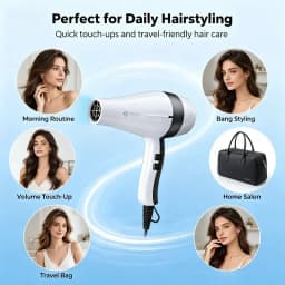 WETECH 2000W Professional Negative Ionic Hair Dryer Adjustable Temperature Speed Blow Dryer With Concentrator Nozzle Home Salon Hair Styling Tool 100-240V Dual Voltage