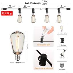 Shatterproof ST38 Plastic Outdoor String Lights Waterproof LED Garden Light Garland Connectable Retro Festoon Decoration Light