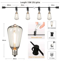 110V US Plug ST38 String Lights Outdoor Garland Connectable Shatterproof Waterproof Plastic LED Bulb Dimmable Patio Garden Decor