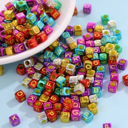 New DIY Bead Wholesale Acrylic Color Beads Silver Heart Beads Large Hole Glass Beads 100pcs Letter Beads kids craft