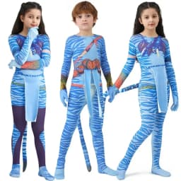 Boy Girls Halloween Cosplay Avatar Costume Kids The Way of Water Neytiri Alien Cosplay Hero One Piece Tight Fitting Clothing