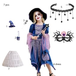 Halloween Party Costumes Witch Dress for Girls Kids Cosplay Carnival Clothes with Hat Bag Carnival Party Outfits