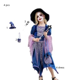 Halloween Party Costumes Witch Dress for Girls Kids Cosplay Carnival Clothes with Hat Bag Carnival Party Outfits