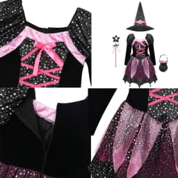 Halloween Party Costumes Witch Dress for Girls Kids Cosplay Carnival Clothes with Hat Bag Carnival Party Outfits