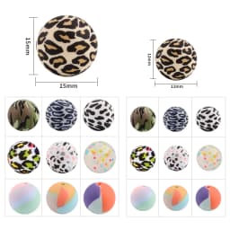 LOFCA 20pcs Tie dye leopard Terrazzo Dalmatian camo Silicone Loose Beads Teething Beads DIY Chewable Baby Safe Teether Round