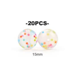 LOFCA 20pcs Tie dye leopard Terrazzo Dalmatian camo Silicone Loose Beads Teething Beads DIY Chewable Baby Safe Teether Round