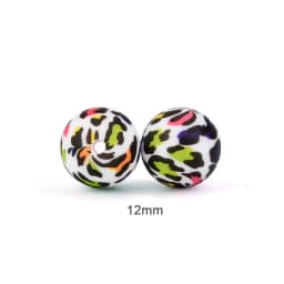 LOFCA 20pcs Tie dye leopard Terrazzo Dalmatian camo Silicone Loose Beads Teething Beads DIY Chewable Baby Safe Teether Round