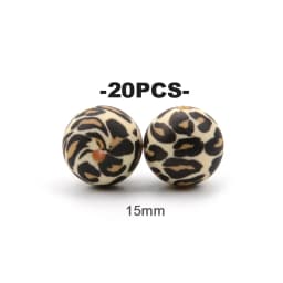 LOFCA 20pcs Tie dye leopard Terrazzo Dalmatian camo Silicone Loose Beads Teething Beads DIY Chewable Baby Safe Teether Round